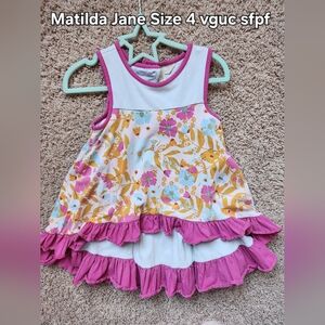 Matilda Jane Pink Trim Floral Ruffle Tunic